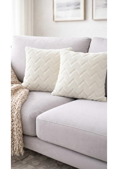 Linen Bohem Soft Punch Krem Kırlent Kılıfı 2 Adet 43x43 Krem
