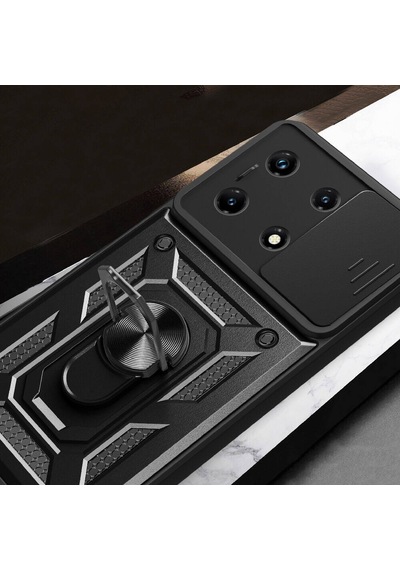 İnfinix Note 30 Pro İle Uyumlu Kılıf Magnetik Standlı Kamera Korumalı Sürgülü Kapak