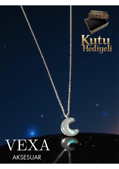 İthal Ay Işığı Kararmaz 316l Antialerjik Hilal Çelik Kolye - Kutulu Ve Şans Bilekliği Hediyeli Ürün Gümüş