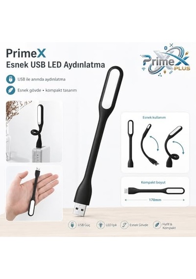 Px-40 Siyah Usb Led Esnek Usb Led Aydınlatma Güçlendirilmiş Beyaz Işık
