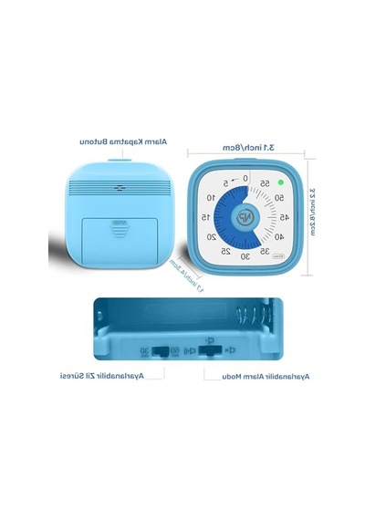 60dk Analog Alarm Zamanlayıcı, Pomodoro Tekniği İle Öğrenci Motivasyonu İçin Uygun Açık Mavi