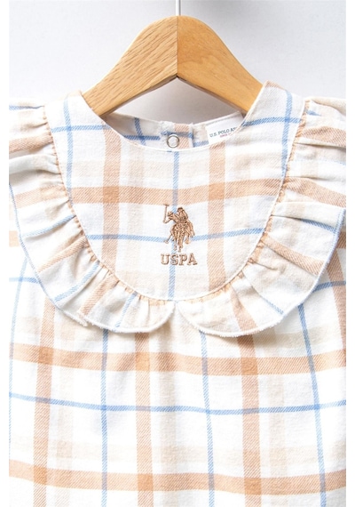 U.s. Polo Assn. Kız Bebek Ekose Elbise Beyaz Usb2379 Çok Renkli