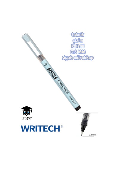 Teknik Çizim Kalemi Siyah Mürekkep Drawing Pencil Metal Klips Çelik Uç Çok Renkli