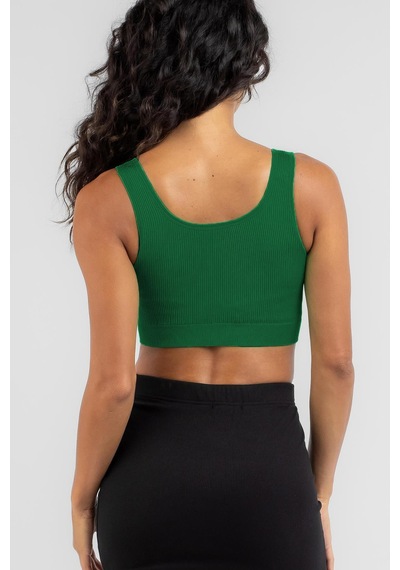 Madmext Yeşil Askılı Basic Crop Top Bluz Mg1757-yeşil