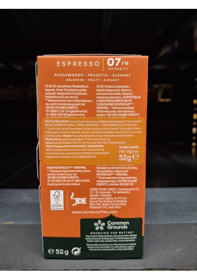 Jacobs Espresso 7 Classico Nespresso Uyumlu Kapsül Kahve 10 Kapsül X 5 Adet Kapsül Kahve