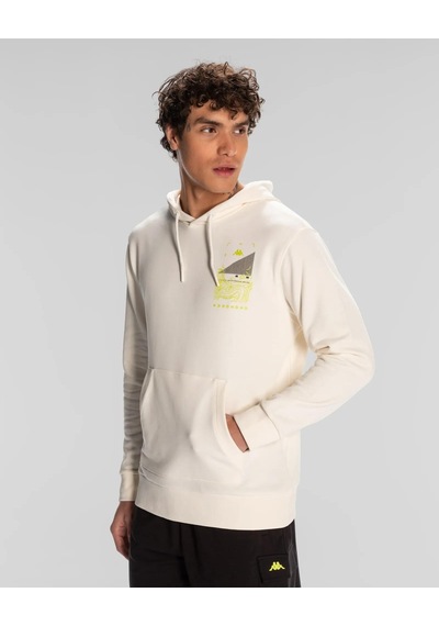 Kappa Authentic Spacetime Hoodie Erkek Sweatshirt-beyaz Beyaz