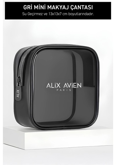 Alix Avien Gri Mini Makyaj Çantası