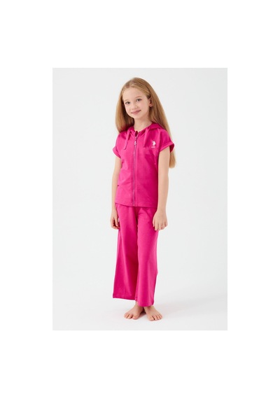 U.s. Polo Assn. Zipper Thread Fuşya Kız Çocuk Kısa Kol Pijama Takım