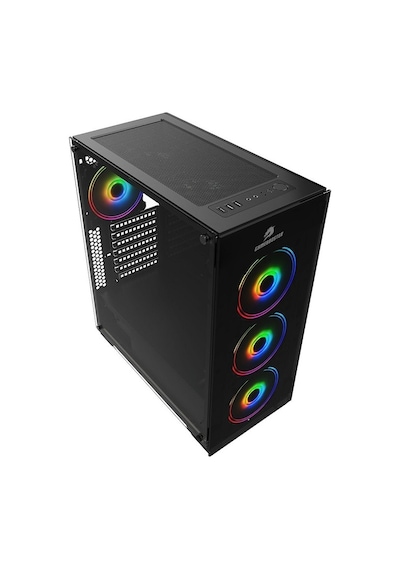 GameBooster GB-PE05B 600 W 80+ USB 3.0 Full Siyah Tempered Glass RGB Fanlı Kasa