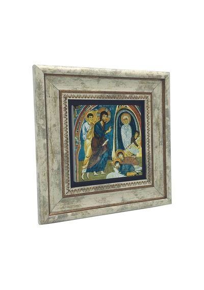 Kapadokya Göreme Karanlık Kilise Freski - Lazarus'un Dirilişi Baskılı Taş Tablo 20x20