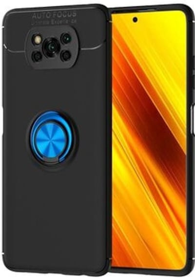 Poco X3 Pro Kılıf Yüzüklü Sağlam Esnek Ringo Silikon Kapak Siyah - Mavi