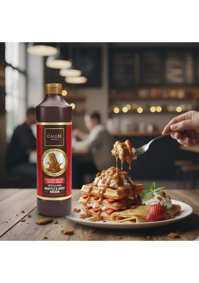 Callei Karamelize Bisküvili Waffle & Pancake Çikolata Sosu 1 Kg Yoğun Aromalı Tatlı Sosu