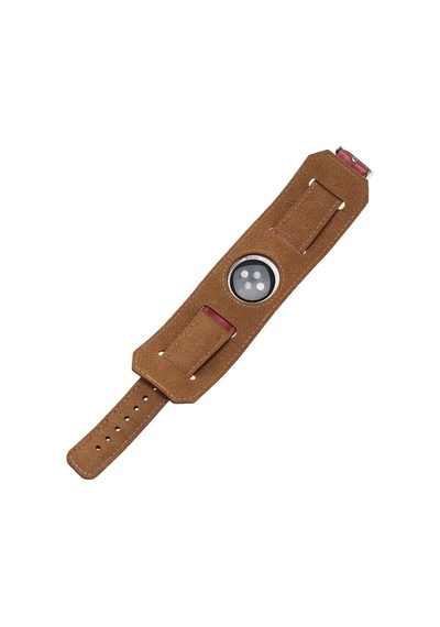 Bouletta Apple Uyumlu  Watch Deri Kordon 42-44-45 MM Cuff Kırmızı