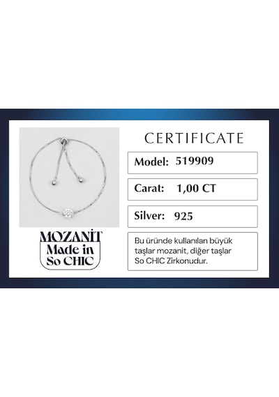 Mozanit Işığı 18 Ayar Beyaz Altın Kaplama Ayarlanabilir Gümüş Bileklik Rodyum