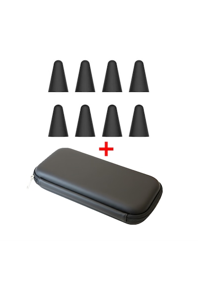 Microcase 2in1 Set Stylus Pen Kılıfı + Apple Pencil Uyumlu 8in1 Kalem Ucu Koruyucu Siyah Al5403 Siyah