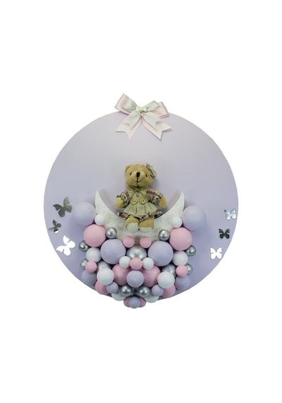 Süslebabypartystore Bubble Daire Kapı Süsü, 35 Cm - Lila Çok Renkli