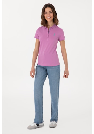 U.S. Polo Assn.  Kadın Fuşya Basic Polo Yaka Tişört 50300896-VR023