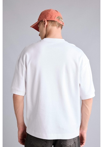 Defacto Loose Fit Bisiklet Yaka Kısa Kollu Ağır Kumaş Basic Beyaz Tişört B4844ax26auwt34 Beyaz-wt34