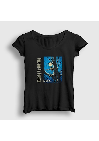 Presmono Kadın Fear Of The Dark Iron Maiden T-shirt Siyah