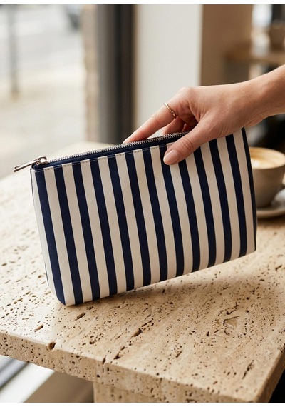 The Mia Clutch Stripe Mavi Beyaz 27 X 19 Cm Renkli