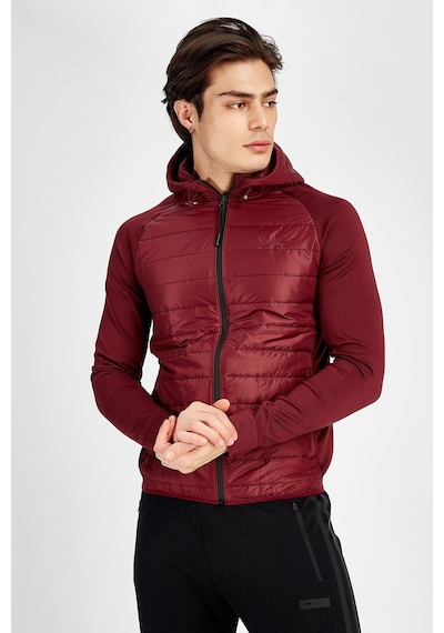 Maraton Sportswear Slimfit Erkek Kapşonlu Uzun Kol Basic Bordo Ceket 17425 Bordo
