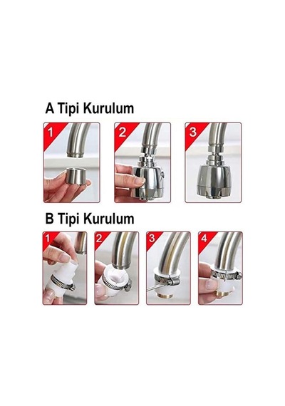 Polaxtor 2 Kademeli Tasarruflu Musluk Başlığı 360 Derece