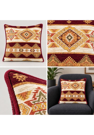 Bk Gift El Yapımı Otantik Türk Kilim Kırlent Yastık 43x45 Cm -4 Bohem Etnik Dekoratif Koltuk Yastığı Çok Renkli