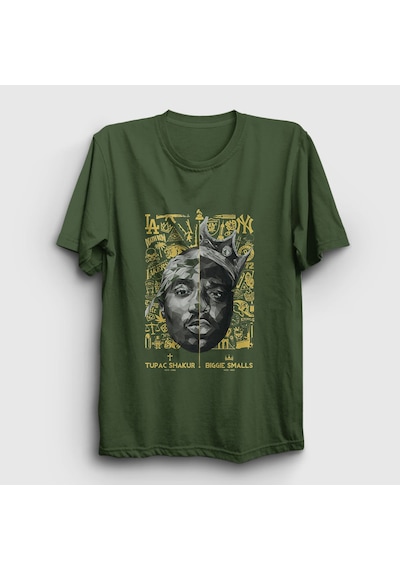 Presmono Unisex Biggie Smalls Tupac Shakur T-shirt Haki