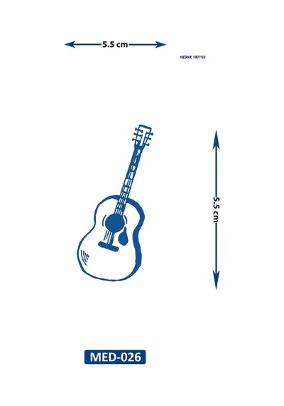 Gitar 5 Cm Minimal Geçici Dövme Yarı Kalıcı Geçici Dövme