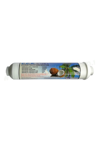 10 İnç İnline Post Karbon Filtre Nsf Onaylı Coconutlu