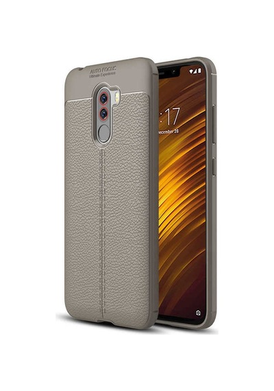Xiaomi Pocophone F1 Kılıf Niss Deri Desenli Silikon Kılıf Gri