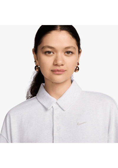 Nike Essential Oversized Ls Polo Women's Sweatshirt Kadın Oversize Polo Yaka Sweatshirt Kırık Beyaz Kırık Beyaz