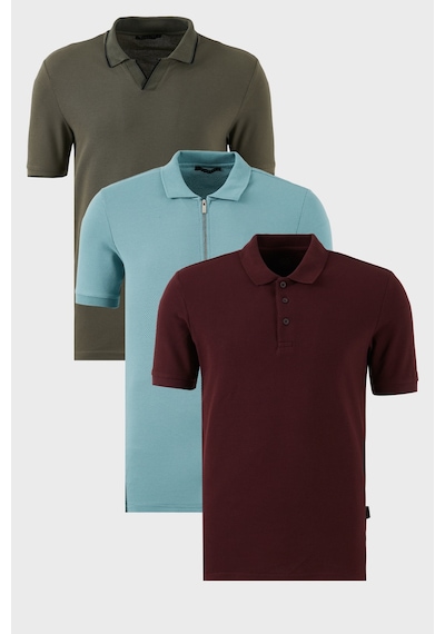 Buratti Pamuklu Regular Fit 3'Lü Paket Erkek Polo Yaka T Shirt 59029641527S3 Haki-Vişne-Mavi Buratti Pamuklu Regular Fit 3'Lü Paket Erkek Polo Yaka T Shirt 59029641527S3 Haki-Vişne-Mavi