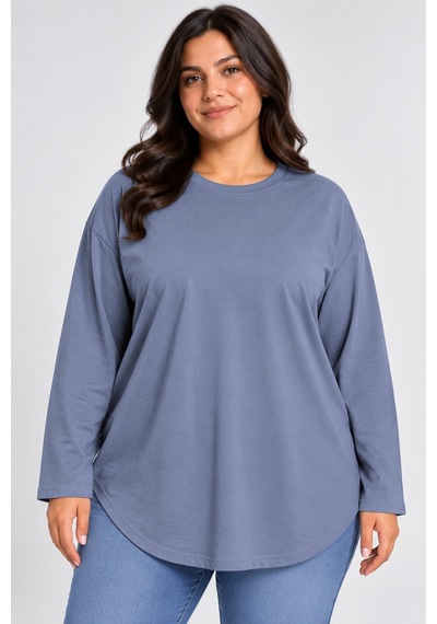 Superlife Süperlife Kadın Büyük Beden Bisiklet Yaka Süprem İnce Uzun Kollu Oval Etek Uçlu Tunik Tişört Spr26btk992 Grey Superlife Süperlife Kadın Büyük Beden Bisiklet Yaka Süprem İnce Uzun Kollu Oval Etek Uçlu Tunik Tişört Spr26btk992 Grey