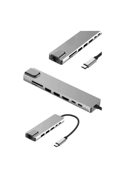 Mey Najmaddin 8 Portlu Macbook Uyumlu Çevirici Type C Hub Sd Tf Usb Çoğaltıcı Ethernet Najmaddin