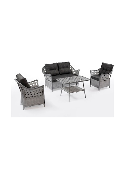 Lale 2+1+1+masa Rattan Bahçe Balkon Mobilyası Antrasit