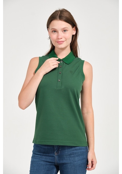 Kadın Regular Fit Kolsuz Polo Yeşil