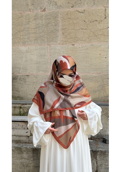 Qalortex Scarf Pamuklu Soft Rânâ Desen Eşarp-taba
