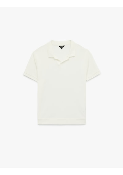 Koton Regular Fit Kısa Kollu Pamuklu Fitilli Polo Yaka Tişört Beyaz 6sam10069mk Beyaz