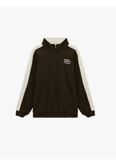 Koton Regular Fit Uzun Kollu Şardonlu Renk Kontrastlı Baskılı Yarım Fermuarlı Sweatshirt Kahverengi 6sam70040mk Kahverengi Koton Regular Fit Uzun Kollu Şardonlu Renk Kontrastlı Baskılı Yarım Fermuarlı Sweatshirt Kahverengi 6sam70040mk Kahverengi