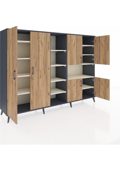 Hyperion Dolap 13 Raflı 6 Kapaklı 220x44x163 Antrasit-çam/aytaşı Atlas Çam/aytası - Antrasıt Hyperion Dolap 13 Raflı 6 Kapaklı 220x44x163 Antrasit-çam/aytaşı Atlas Çam/aytası - Antrasıt