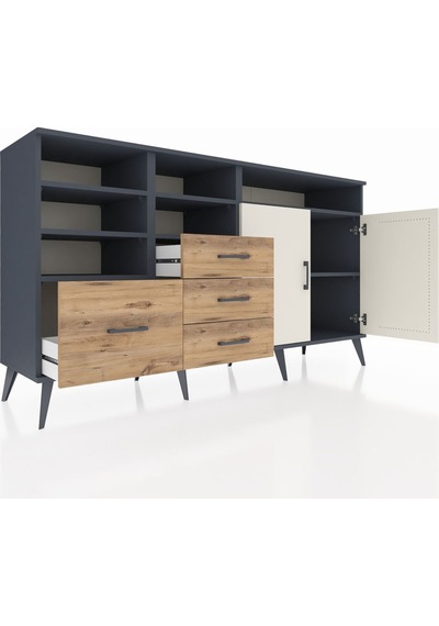 Hyperion Konsol 7 Raflı 4 Çekmeceli 2 Kapaklı 176x44x99 Antrasit- Antrasit-aytaşı/çam Hyperion Konsol 7 Raflı 4 Çekmeceli 2 Kapaklı 176x44x99 Antrasit- Antrasit-aytaşı/çam