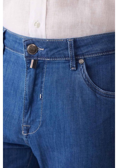Ysf Erkek Mavi Likralı Pamuklu Regular Fit Jean Kot Pantolon