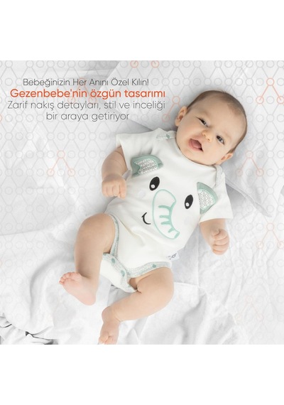 Gezenbebe Hero Bebekler İçin Nakışlı Kısa Kol Body 001