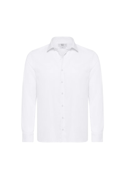 Süvari Beyaz Slim Fit Düz Klasik Yaka Gömlek Beyaz