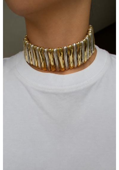 Twyn Choker Kolye Gümüş + Altın