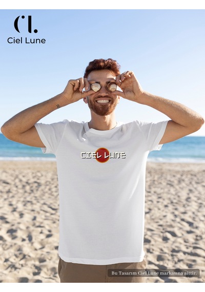 Nevermınd Unisex Optic Line Ciel Lune - Oversize Tişört Beyaz Beyaz