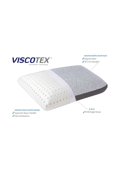 Visco Doğal Lif Kılıflı Hava Kanallı Ortopedik Yastık 56x37x12 CM