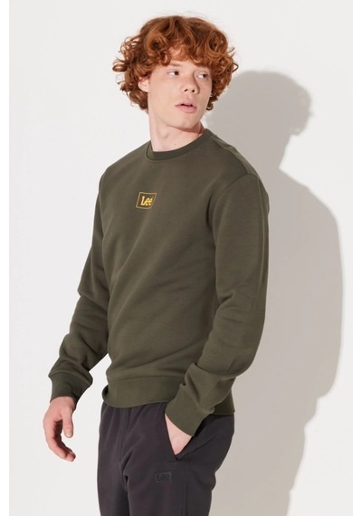 Lee Sıfır Yaka Regular Fit Haki Erkek Sweatshirt L212299801 001