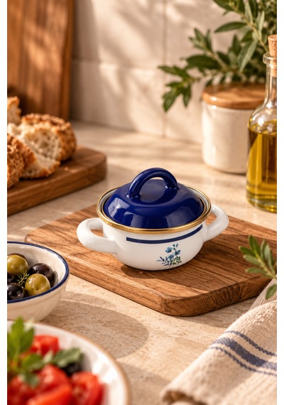 Bernardo Sapphire Emaye Mini Pot 10 Cm Siyah
